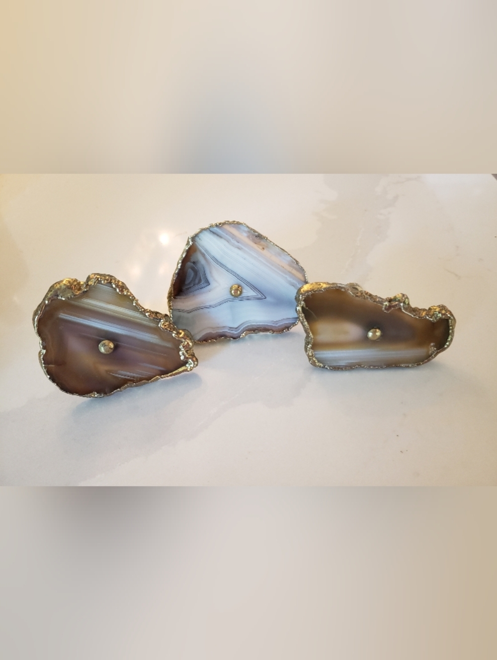 Stone Agate Knobs, Set Of 3
